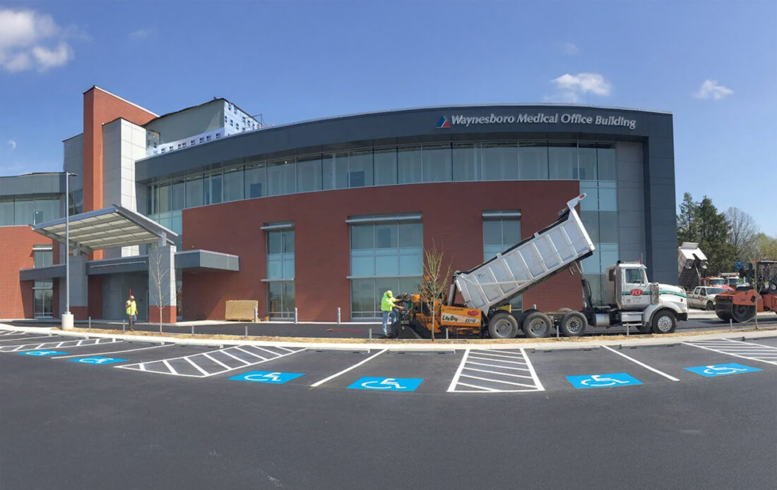 Paving a parking lot at a local hospital