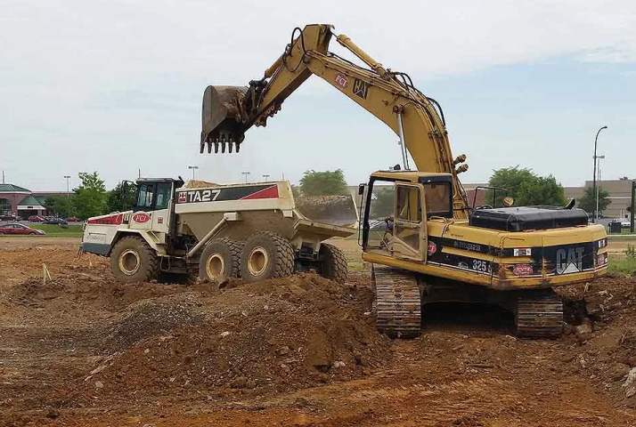 paving equipment at a residential paving job
