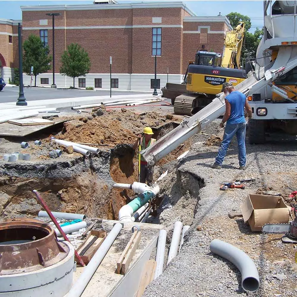 paving equipment at a residential paving job