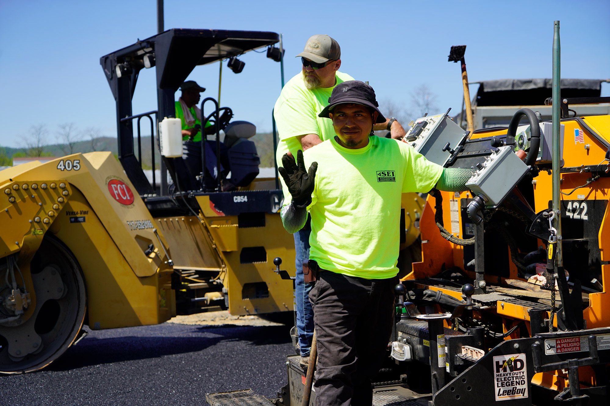 paving equipment at a residential paving job